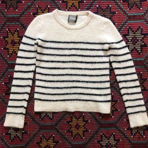 Womens Reformation Soft Alpaca Yarn in Cream w Black Stripes Small